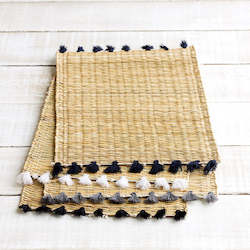 Linens Table And Kitchen: Handwoven Moroccan Tablemat with Tassels - 6 colours