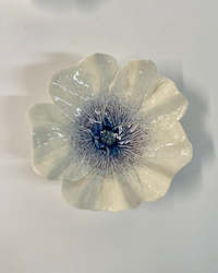 Hibiscus Ceramic Bowl - White & Blue