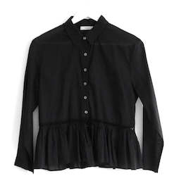 All Clothing: MATIN black Cotton Peplum Blouse