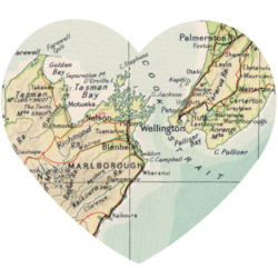 Internet only: Large Heart Shape New Zealand Map - Removable Sticker