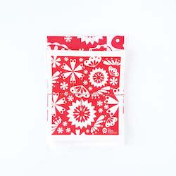 Household textile: Red Flower SET (50% Linen Teatowel + SPRUCE Dishcloth)