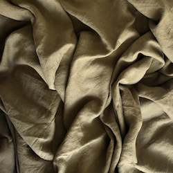 Linen Sheets: Olive Linen Fitted Sheet
