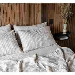 Linen Pillowcases: Natural Gingham Linen Pillowcase