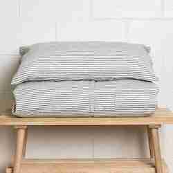 Linen Pillowcases: Charcoal Stripe Linen Pillowcase