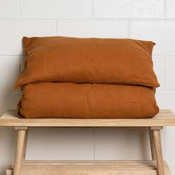 Linen Pillowcases: Rust Linen Pillowcase