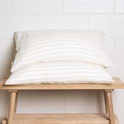 Linen Pillowcases: Wide Stripe Linen Pillowcase