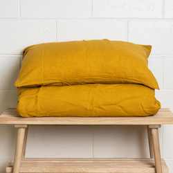 Linen Pillowcases: Mustard Linen Pillowcase