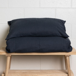 Linen Pillowcases: Midnight Blue Linen Pillowcase