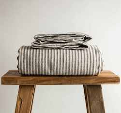 Linen Flat Sheets: Charcoal Stripe Linen Flat Sheet