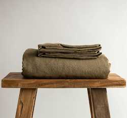 Linen Flat Sheets: Olive Linen Flat Sheet