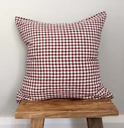 Linen Pillowcases: Mulberry Gingham Linen Cushion Cover