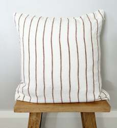 Linen Pillowcases: Caramel Stripe Linen Cushion Cover