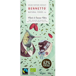 Chocolates: Bennetto Mint & Cocoa Nibs Chocolate 100gm