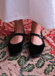 Mary Jane Velvet Slippers | Black