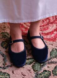 Mary Jane Velvet Slippers | Navy