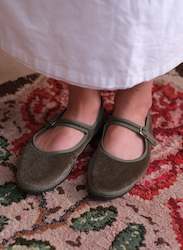Mary Jane Velvet Slippers | Green