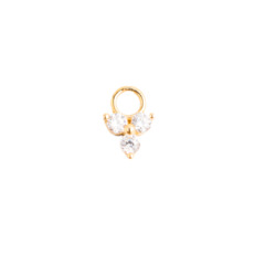 14Kt Yellow Gold Trinity with Prong Set Round Clear  CZ Charm