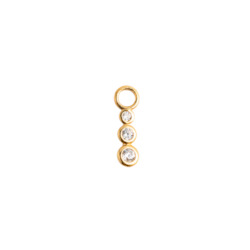 14Kt Yellow Gold Connected Circles with Bezel Set 3pcs Clear CZ Charm.
