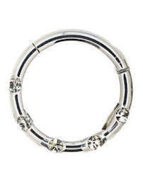 The Piercing Suite Body Piercing Jewellery: Titanium Hinged Segment Clicker with Five Clear Preciosa Gem