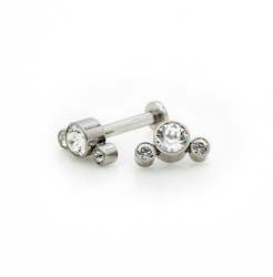 The Piercing Suite Body Piercing Jewellery: Titanium Internally Threaded 3-Swarovski Crystal Cluster Top - Clear
