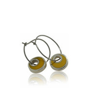 Crescent Moon Earrings - Sterling silver & Yellow Resin