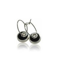 Crescent Moon Earrings - Sterling silver & Black Resin