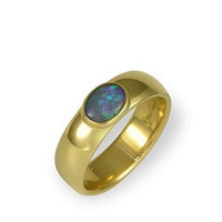 Jewellery manufacturing: 14ct Gold Black Opal Ring. Jens Hansen