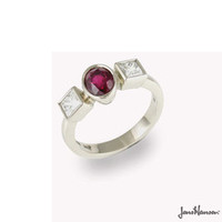 18ct White Gold Ring with Ruby and Diamonds Jens Hansen