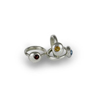 Silver Button Ring set with Coloured Gem Jens Hansen