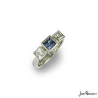 Platinum Ring with Ceylon Sapphire and Diamonds Jens Hansen