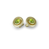 18ct Gold Stud Earrings with Apple Green Peridots Jens Hansen
