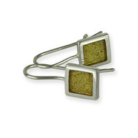 Sterling silver Square or Diamond Shaped Gold Leaf Earrings Jens Hansen
