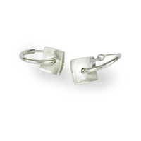 Silver Square Domed Hoop Earrings Jens Hansen