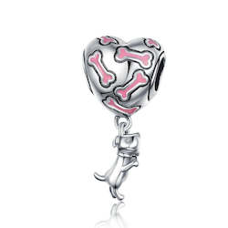Jewellery: Silver & Pink Puppy Charm