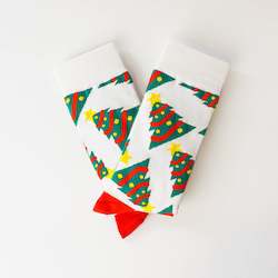 Clothing: White Christmas Tree Socks