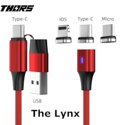Internet only: The Lynx 1m - 60w Fast Charging/Data cable - 6 in 1 - Type A/Type C