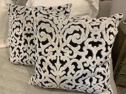 Cushions: Designer Bespoke Cushion - Black & White Velvet