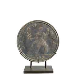 Decorative Pieces: ANTIQUE OLD COIN ON STAND