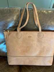 Buffed Leather Shoulder Bag - Tan