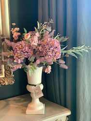 Flower Arrangement with Ceramic Cream Crackle Glaze Vase
