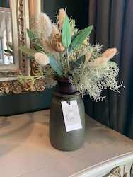 Flower Arrangement with Green Wooden Vase - Tall Small