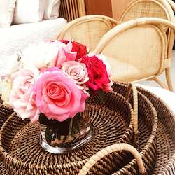 Home Decor: Round Handled Woven Tray