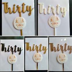 Craft material and supply: Thirty cake topper