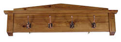 Furniture: Solid Wood Coat Rack, 4 Hooks