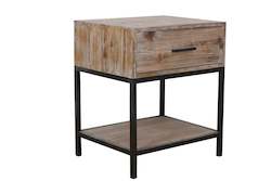 Furniture: TNC Metal Base Recycled Fir Bedside Table
