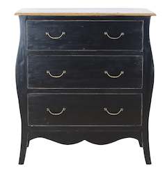 Furniture: TNC 3 Drawers Black Chest, Recycled Fir