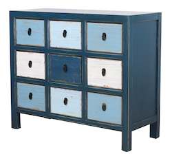 Furniture: TNC 9 Drawers Chest, Recycled Fir, 1m