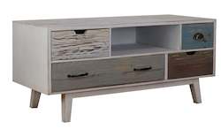 TNC 4 Drawers Entertainment Unit, 1.1 m Recycled Fir