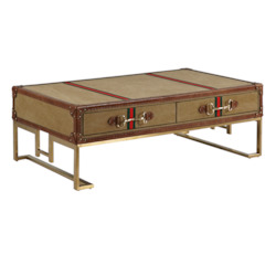 Furniture: TNC 1.2 m Vintage Coffee Table, Leather and Canvas