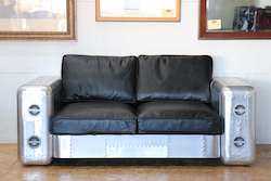 TNC 2-Seater sofa, Genuine Leather and Aluminum